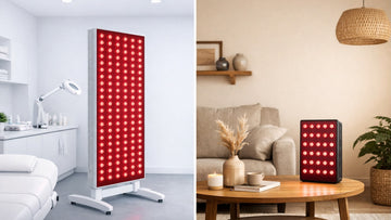 Clinic red light therapy system compared with a home red light therapy device