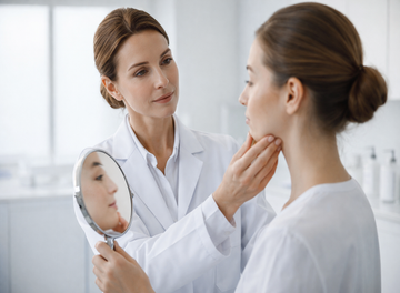 Dermatologist discussing safe facial red light therapy use
