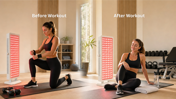 Athlete comparing red light therapy use before and after a workout